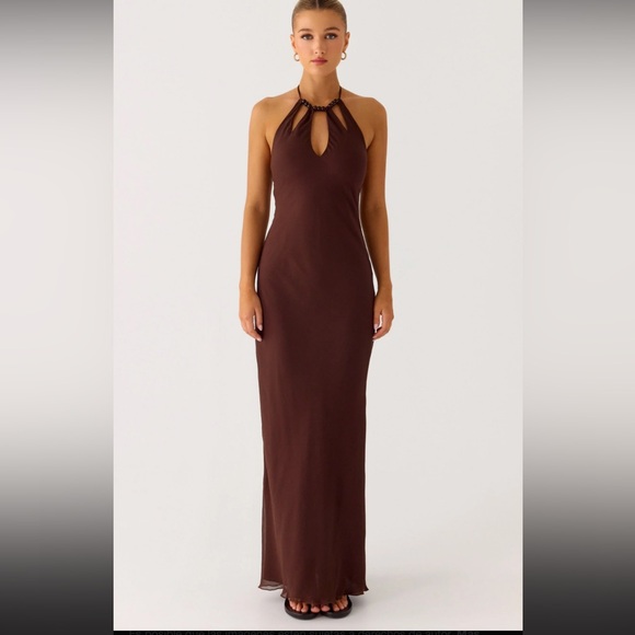 Peppermayo Dresses & Skirts - Peppermayo Brown Halter Maxi Dress
